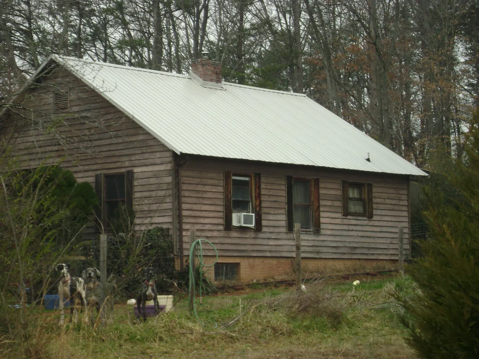 White metal roof on an old wood sided farmhouse, from a Asphalt Shingle Roof Repair job in Cornwall Bridge